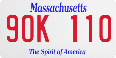 MA license plate 9OK110