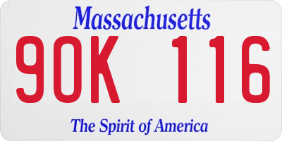 MA license plate 9OK116