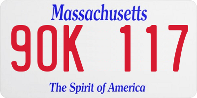 MA license plate 9OK117