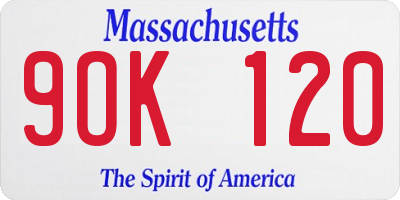MA license plate 9OK120