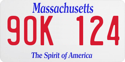 MA license plate 9OK124
