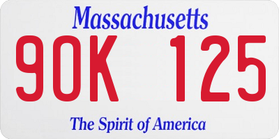 MA license plate 9OK125