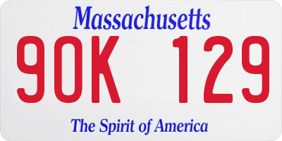 MA license plate 9OK129