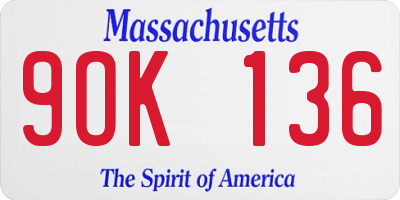 MA license plate 9OK136