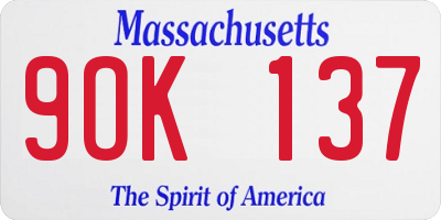 MA license plate 9OK137