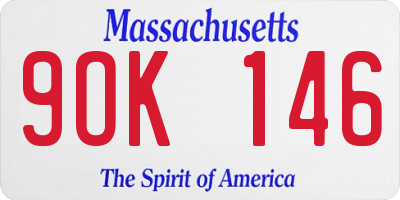 MA license plate 9OK146
