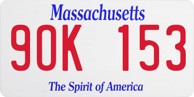 MA license plate 9OK153
