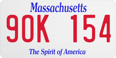 MA license plate 9OK154