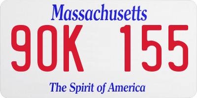 MA license plate 9OK155