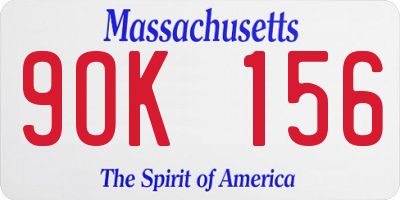 MA license plate 9OK156