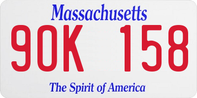 MA license plate 9OK158