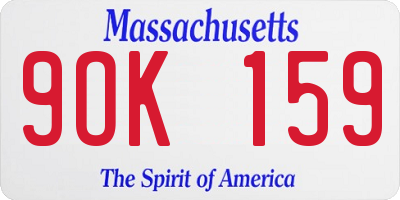 MA license plate 9OK159