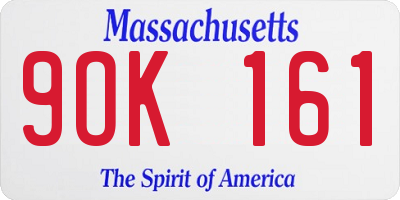 MA license plate 9OK161
