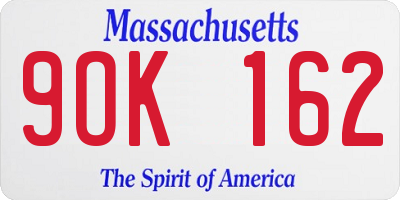 MA license plate 9OK162