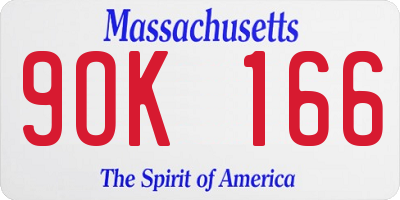 MA license plate 9OK166