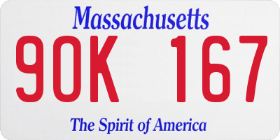MA license plate 9OK167
