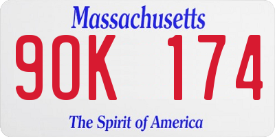 MA license plate 9OK174