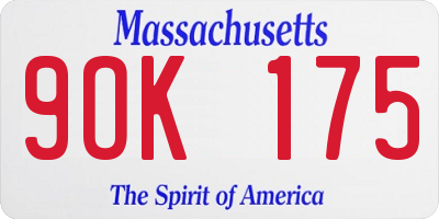 MA license plate 9OK175
