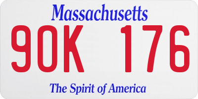 MA license plate 9OK176