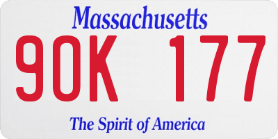 MA license plate 9OK177