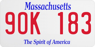 MA license plate 9OK183