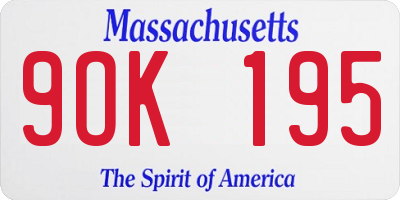 MA license plate 9OK195