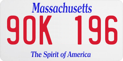 MA license plate 9OK196
