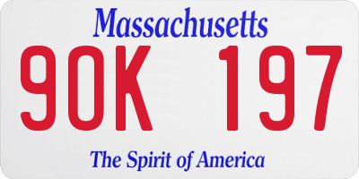 MA license plate 9OK197