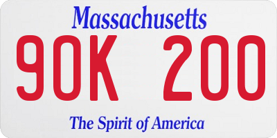 MA license plate 9OK200