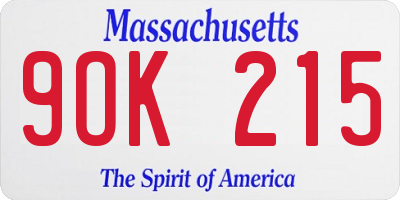 MA license plate 9OK215