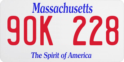 MA license plate 9OK228