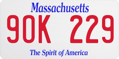 MA license plate 9OK229