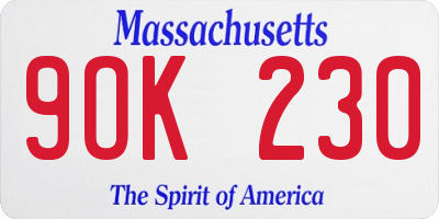 MA license plate 9OK230