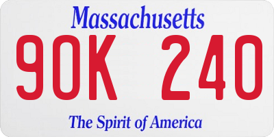 MA license plate 9OK240