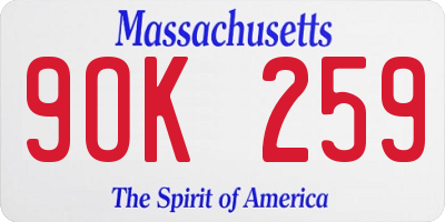 MA license plate 9OK259