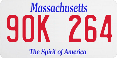 MA license plate 9OK264