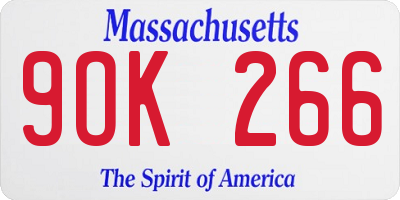 MA license plate 9OK266