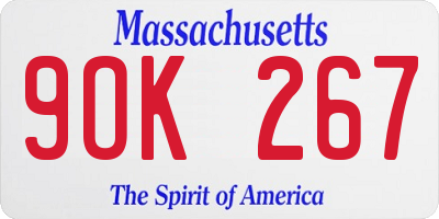 MA license plate 9OK267
