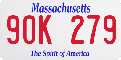 MA license plate 9OK279