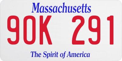 MA license plate 9OK291
