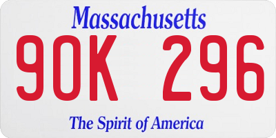 MA license plate 9OK296