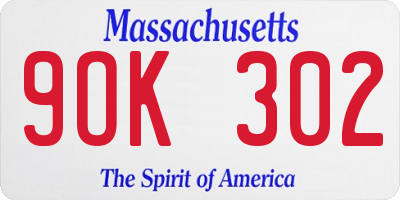 MA license plate 9OK302