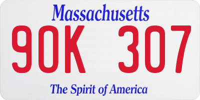 MA license plate 9OK307