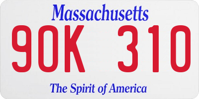 MA license plate 9OK310