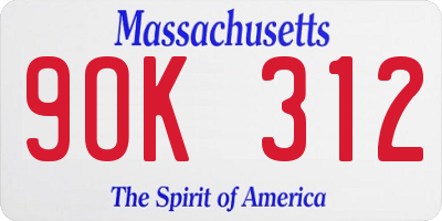 MA license plate 9OK312