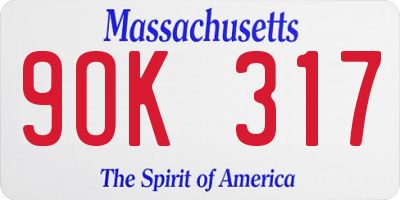 MA license plate 9OK317