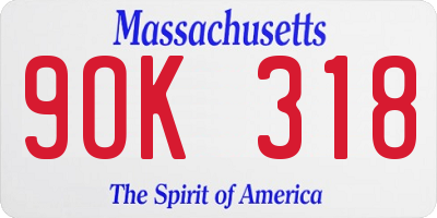 MA license plate 9OK318