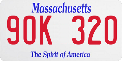 MA license plate 9OK320