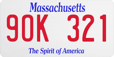 MA license plate 9OK321