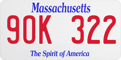 MA license plate 9OK322